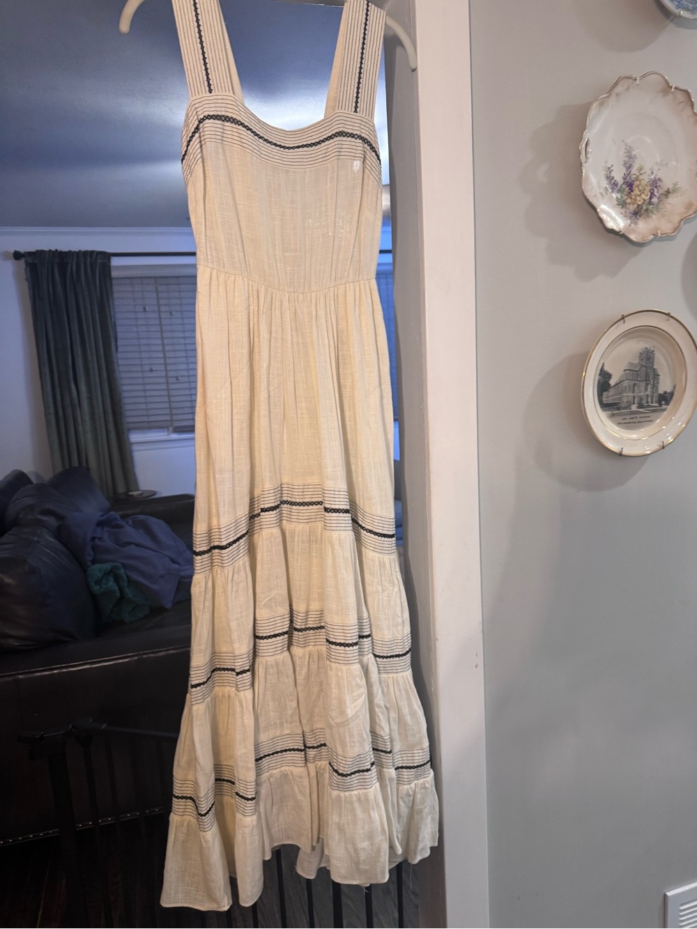 Misa Los Angeles Cream Maxi Dress with Black Trim - Picture 6 of 7